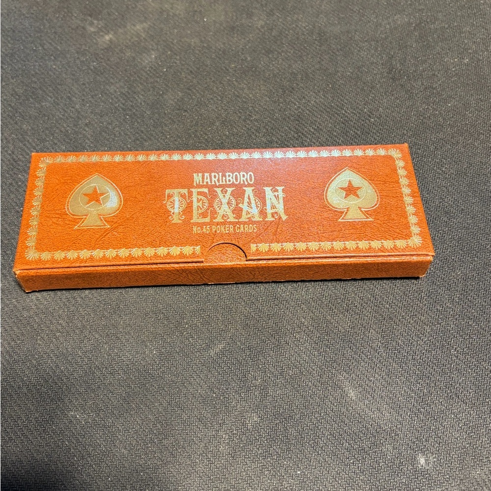 Marlboro The Texan No. 45 sealed Poker 2 deck Card Set– w/Case & Booklet